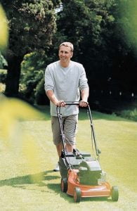 Man Mowing Lawn